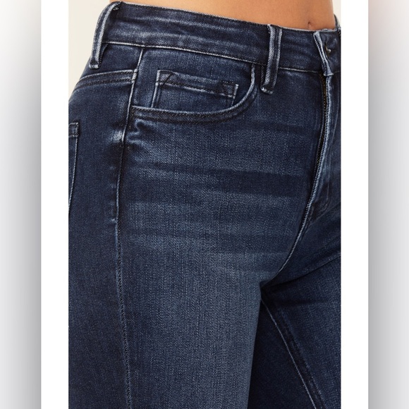 Flying Monkey Jeans Women's Size 28 Dark Blue Wash Straight Split Hem High Rise - Picture 3 of 13